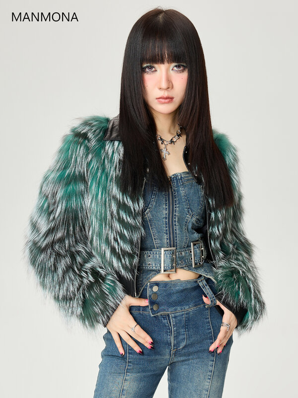New Imported Leather Silver Fox Fur Fur Jacket Women's Short Young Jacket