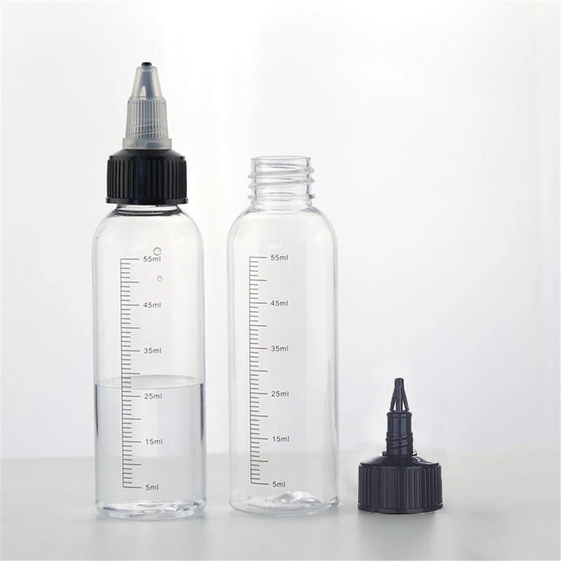 Botol isi ulang plastik, 30ml/60ml/100ml/120ml/250ml penetes cairan minyak hewan peliharaan tutup atas putar wadah tinta pigmen tato