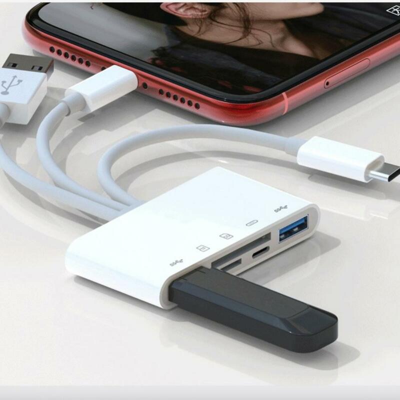 OTG USB Câmera Multimemória Adaptador, Relâmpago para Micro SD, TF Card Reader Kit, iPhone, iPad, Apple, Macbook, Laptop, Xiaomi