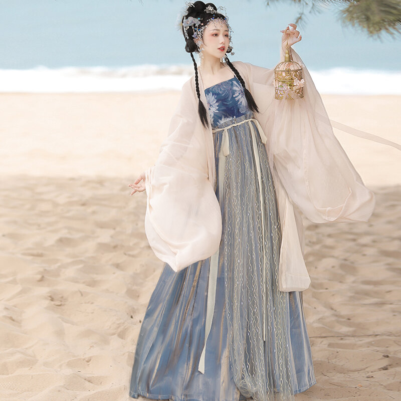 Nueva falda Hezi de estilo chino Hanfu, superhada hecha a mano, elemento Han bordado, auténtico diario, primavera y verano, nuevo traje