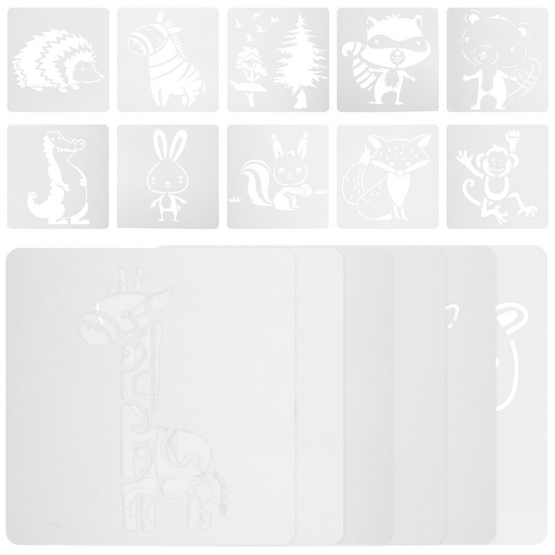 16 Pcs Animal Drawing Template Painting Animal Forest Sidewalk Chalk Painting Drawing Stencils for Oil Tool The Pet Assistant