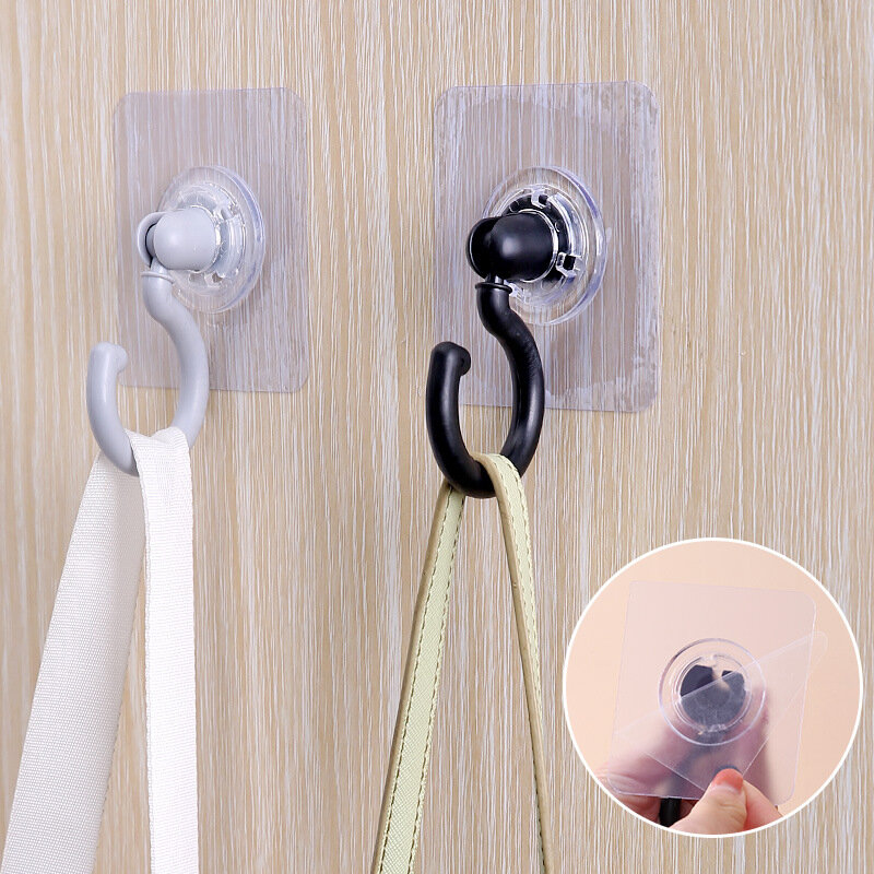 Rotary Hook Key Rack Coat Holder Door Storage Kitchen Bathroom Wall-Mounted Self-Adhesive Multi-Function Rotatable Home Organize