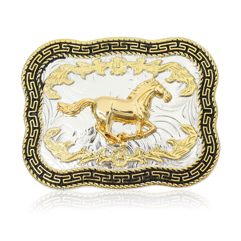 Silver Golden Animal Belt Buckle Luxury Rectangle Carved Embossed Rooster Horse Eagle Ox Scorpion Vintage Belt Buckles