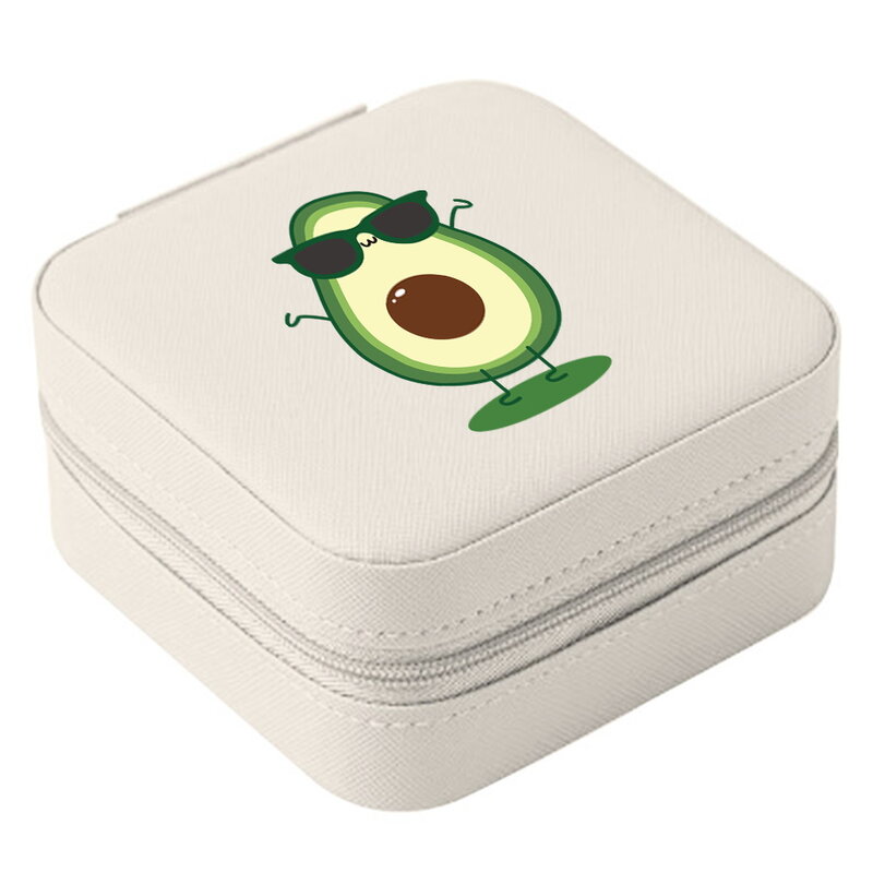 Portagioie portatile portagioie espositore portagioie da viaggio scatole portagioie portagioie in pelle con stampa Avocado gioielli con cerniera Joyero