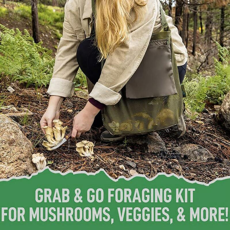 Saco de Forragem de Cogumelo Portátil, Proteja Cogumelos de Mãos Livres, Armazenamento com Design de Malha, Bolso frontal para fácil