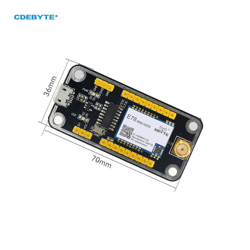 Placa de prueba de módulo inalámbrico UART, CDEBYTE E78-900TBL-02, E78-868LN22S presoldada (6601) para la serie E78, Kit de prueba de interfaz USB