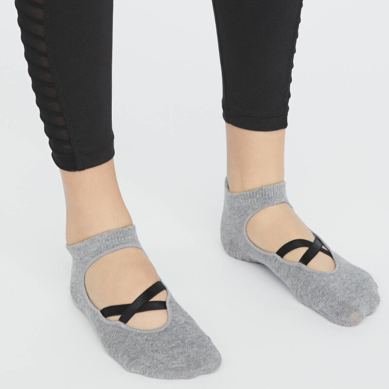 Chaussettes de yoga en coton respirant absorbant la sueur pour femmes, chaussettes de sol en silicone non ald, chaussettes de sport de fitness de ballet Pilates, 2 paires