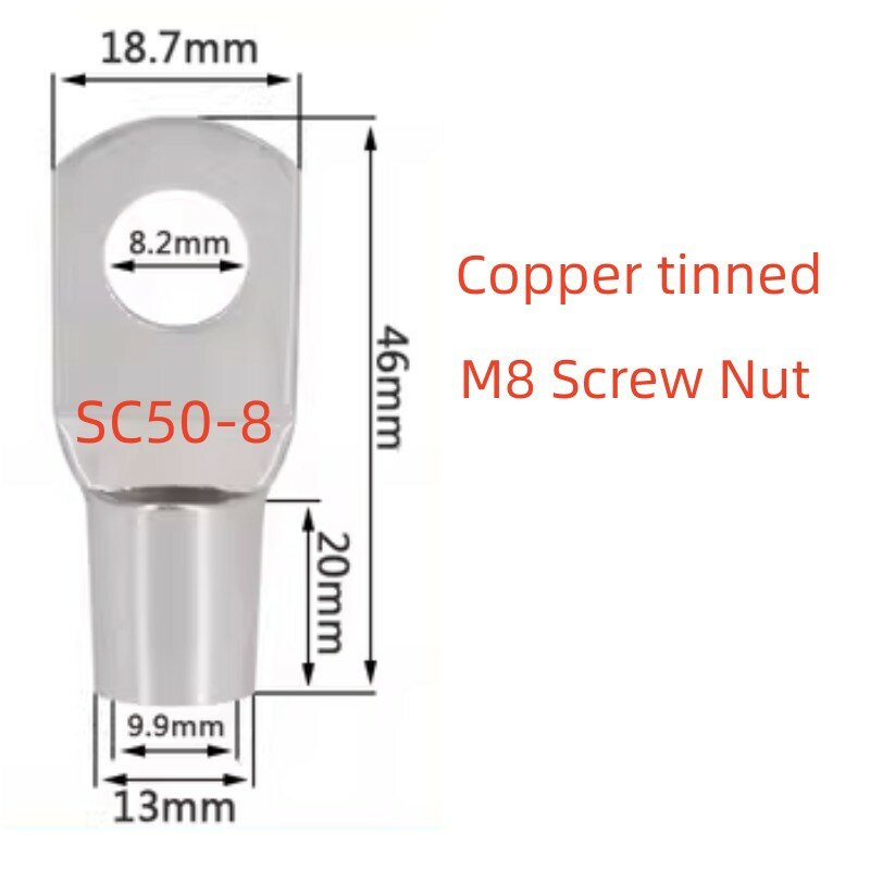Электри M8ชุดสกรู Nut OT SC สายชุดพุก Bolt Hole กระป๋อง Cable Lugs แบตเตอรี่เทอร์มินัลทองแดงจมูกตัวเชื่อมต่อสายไฟ