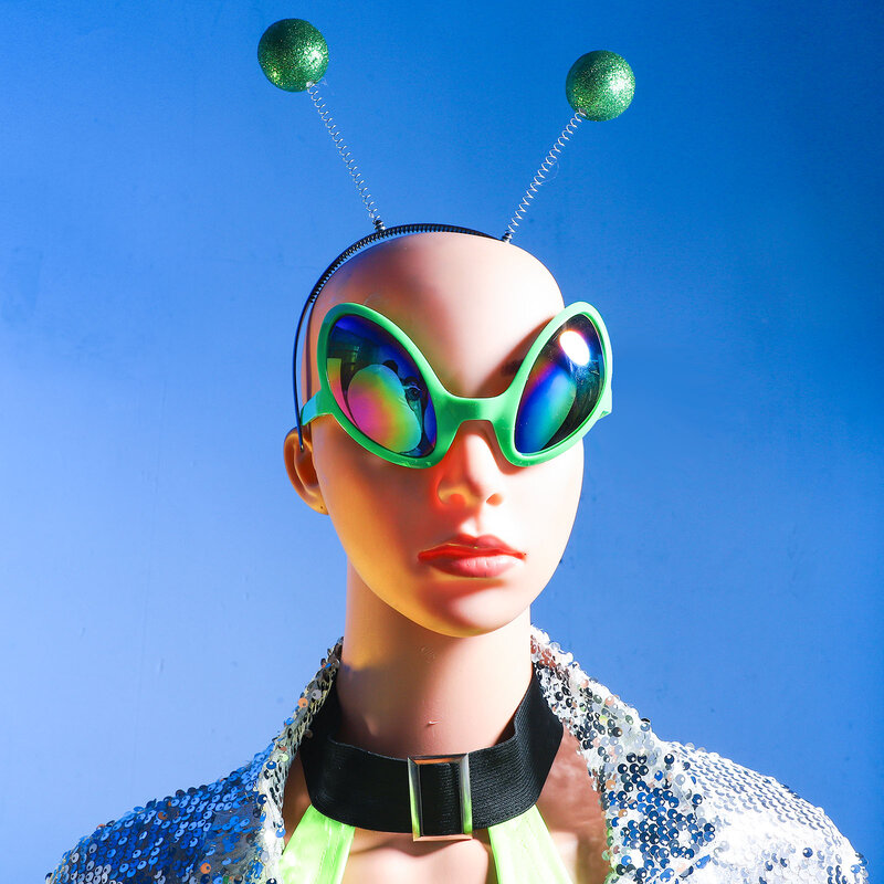 Bando antena Alien, hiasan kepala Cosplay Alien bertema luar angkasa Halloween, hiasan kepala pesta Mars, pita Boppers