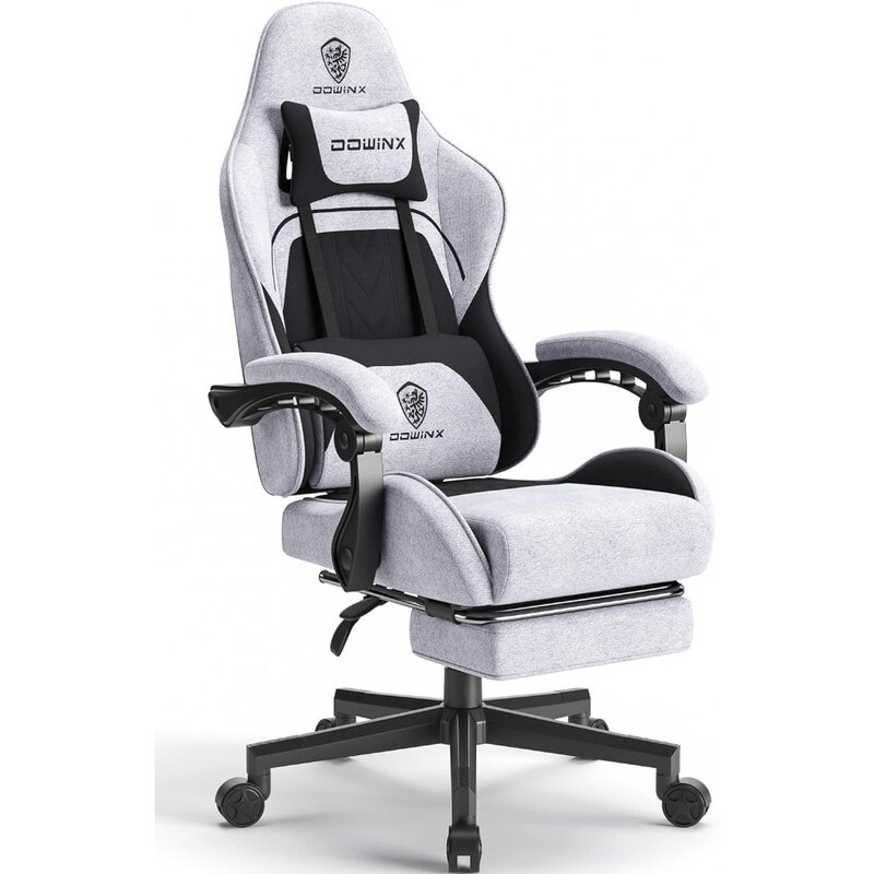 Chaise de jeu ergonomique en tissu avec coussin à ressort de poche, chaise de jeu de massage, gril avec repos pour sauna, chaise d'ordinateur