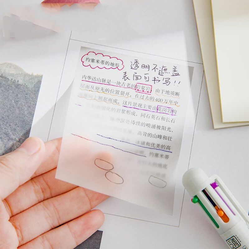 50 Vellen Pet Materiaal Transparante Sticky Notes Krassen Stickers Kleverige Zelfklevende Eenvoudige Note Papier Waterdicht Pocketbook