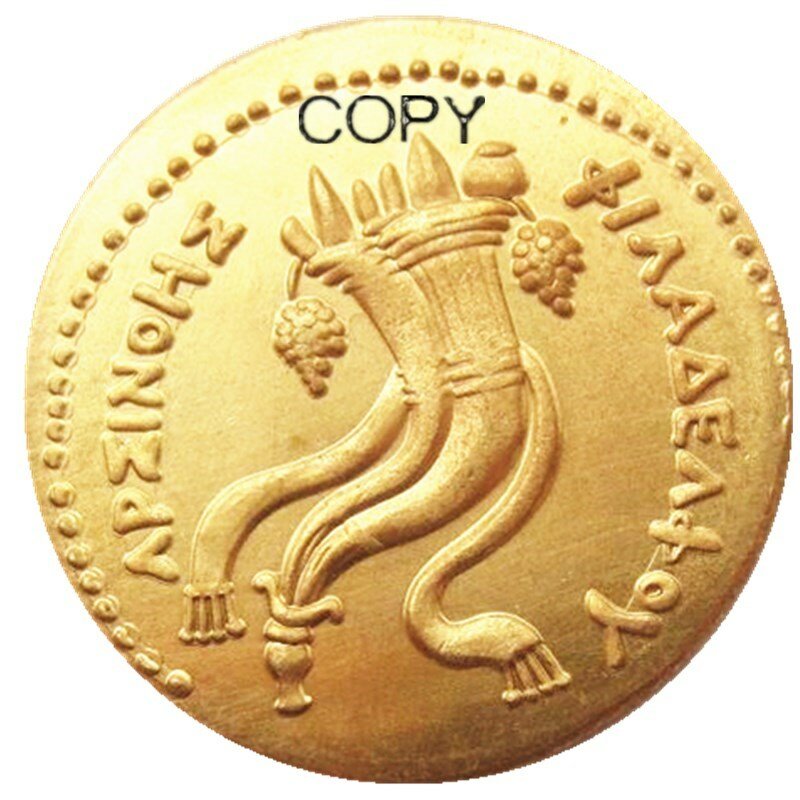 G(05) греческая позолоченная копировальная монета Oktodrachme Agypten Ptolemaios II 283-246