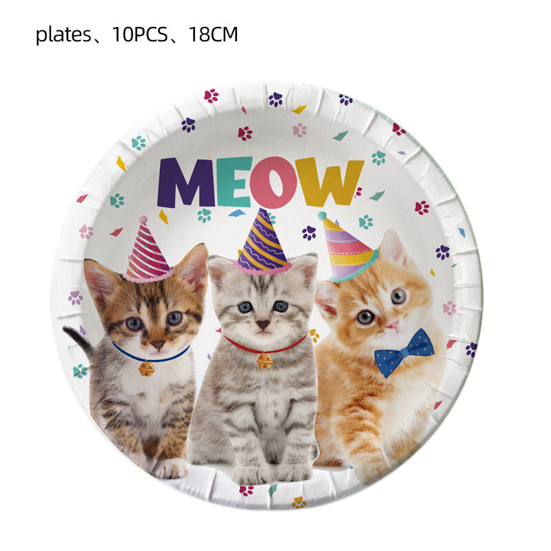 Cute Meow Pet Cats Party Decor Banner tovaglioli a palloncino piatto tazza tovaglia Cartoon Crown Kitten Globos forniture per il compleanno dei bambini
