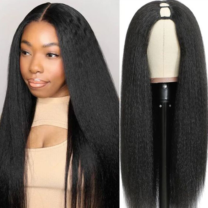 Yaki Straight U Part Wig Human Hair Wigs For Women Yaki Straight U Part Human Hair Wigs Mogolian Remy Glueless 180% Density Wig