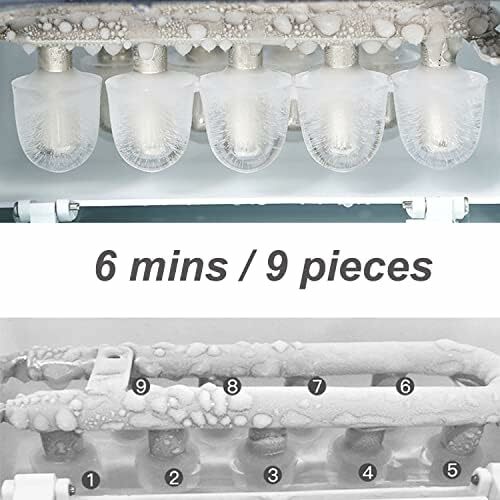 Máquina portátil do fabricante de gelo com auto-limpeza, colher do gelo, cesta, 6 minutos, gelo 9, 26.5lbs/24Hrs