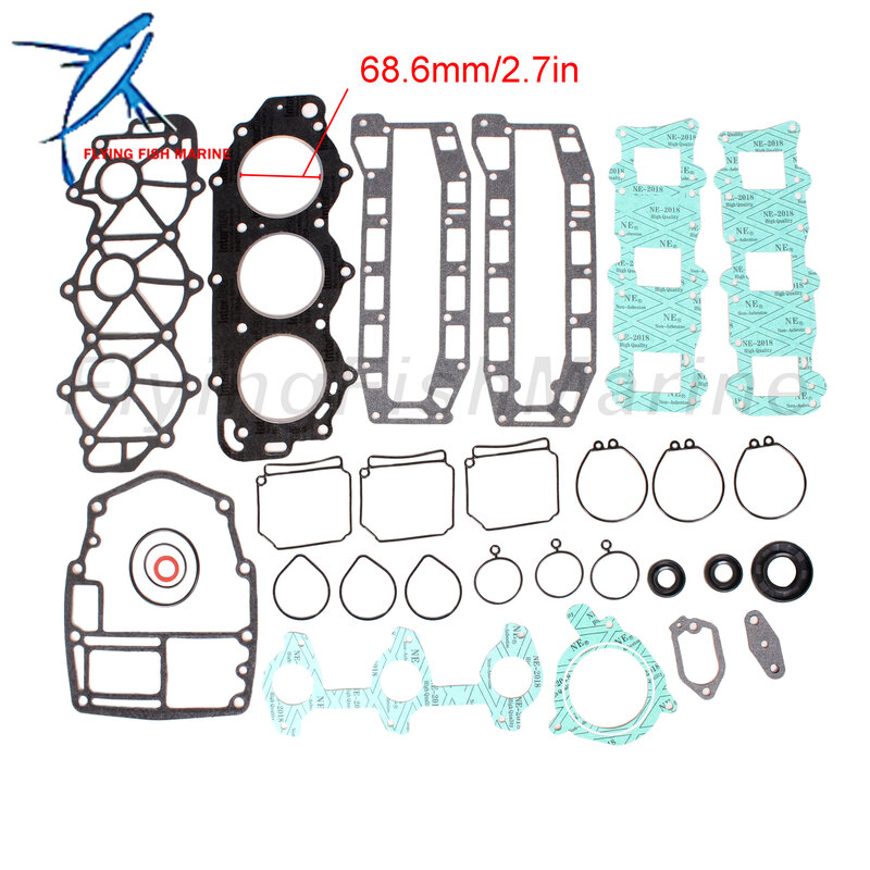 Outboard Motor 6H4-W0001-02/A2 6H4-W0001-01/A1/00 18-4419 18-4407 Power Head Gasket Kits for Yamaha 3 Cylinder 40HP 50HP