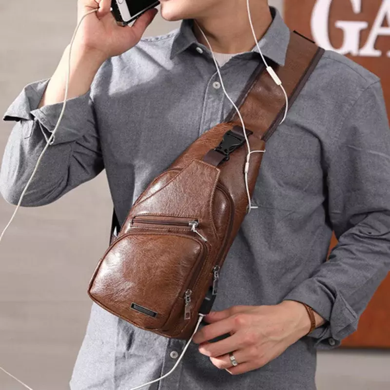 New Mens Fashion Mens Chest for Custom PU Shoulder Bag Diagonal Package Messenger Travel Cross Body Bags