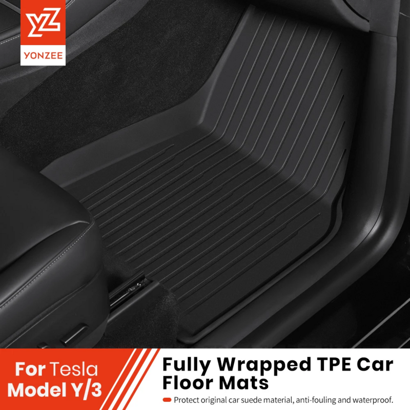 YZ 테슬라 트렁크 매트 모델 Y 모델 3 용, 2021 2024 러기지 매트, TPE 방수 미끄럼 방지 세트, 바닥 라이너 매트 모델 Y 모델 3 매트 테슬라 모델y 트렁크매트