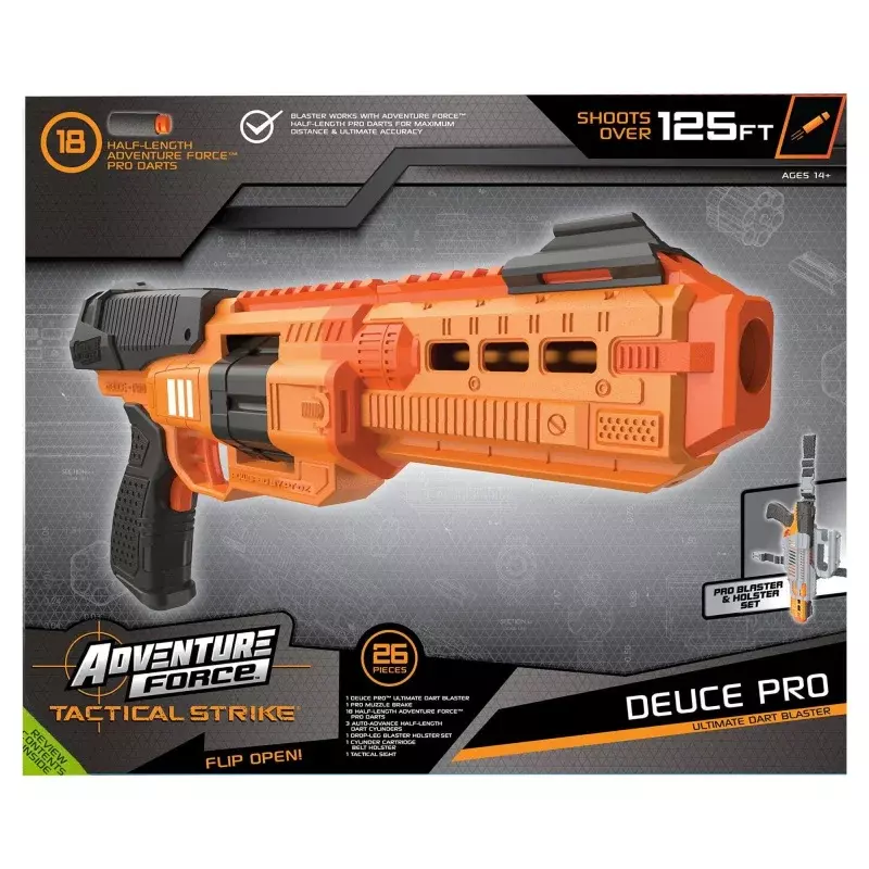 Adventure Force Tactical Strike Deuce Pro Manual Dart Gun Blaster Outdoor Toy with 24 Foam Pro Darts