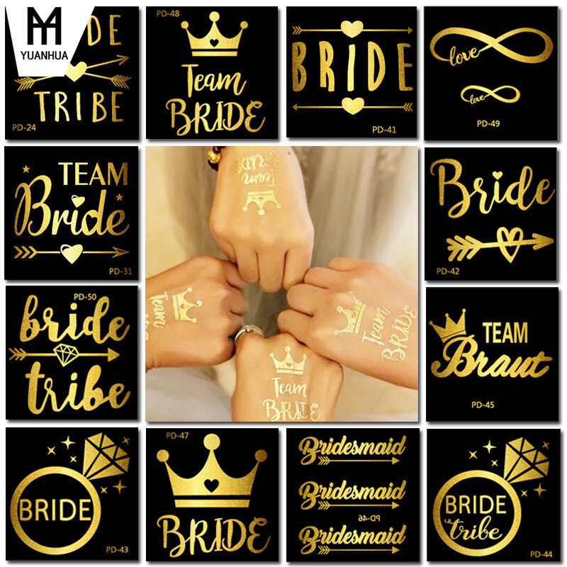 فريق العروس مذهب الوشم ملصقات الزفاف العروس حفلة واحدة الوشم ملصقات وصيفة الشرف الوشم ملصقات