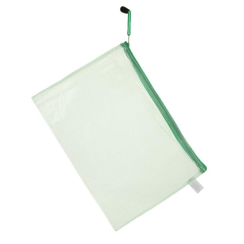 Bolsa de plástico con cremallera para almacenamiento de archivos, carpeta protectora de documentos, papelería escolar, bolsa de malla con cremallera, resistente al agua