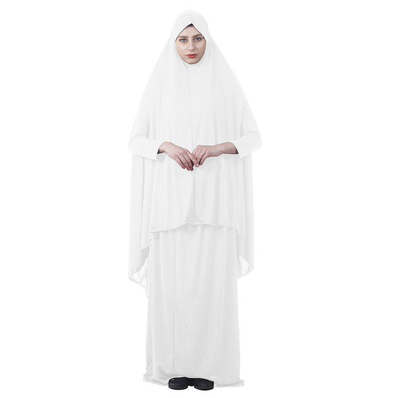 女性のためのイスラム教徒の祈りのドレス,長いキマール,ラマダンのスカートのセット,イスラムの服,qab,長いキマール,2個セット