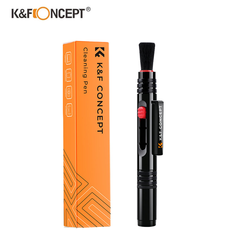 K & F مفهوم عدسة قلم تنظيف مع فرشاة لينة قابل للسحب لأداة تنظيف البصريات كاميرات DSLR والحساسة