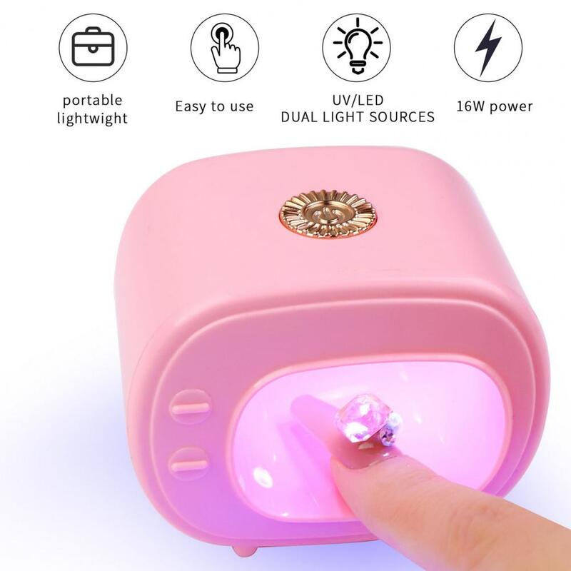 Usb Nail Light Fast-drying Usb Nail Lamp Portable Tv-shaped Design for Manicure No Black Hand Polish Curing Machine with Light