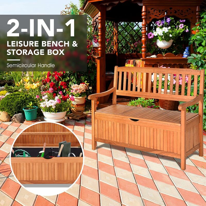 Folding Patio Garden Bench, Outdoor Bench with Slatted Seat & Comfort Armrest, 2-Person Patio Bench, Foldable Porch Loveseat