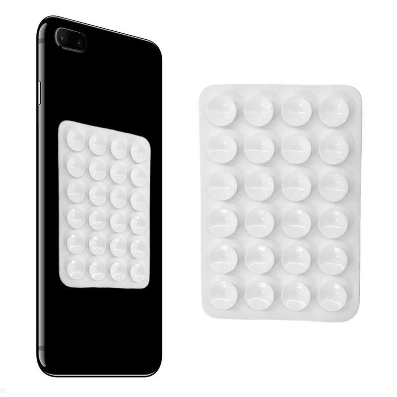 2 buah sarung ponsel persegi kulit silikon multifungsi, alas dudukan dinding cangkir hisap Anti selip satu sisi