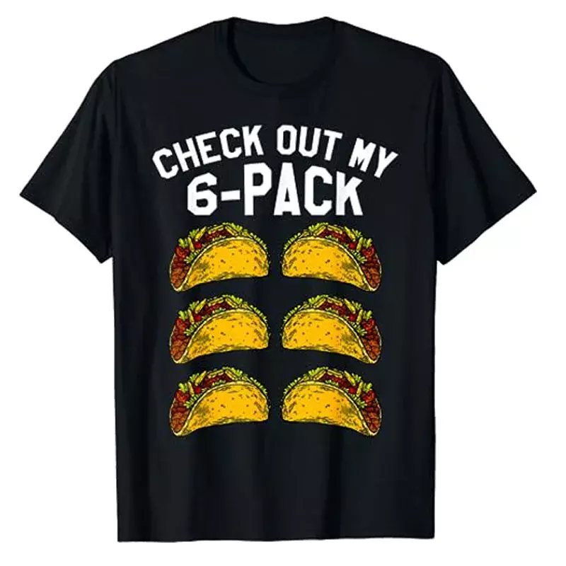 6 Pack Fitness Taco Grappige Mexicaanse Gym Top Voor Taco Liefhebbers T-Shirt Grappig Ik Ben Van Fitness Fitheid Taco In Mijn Mond Oefening T-Shirts