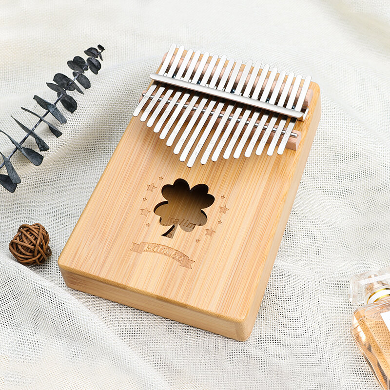 Kalimba Piano jempol 17 nada, instrumen musik badan kayu Okoume padat dengan buku belajar hadiah musik Kalimba 17 tombol