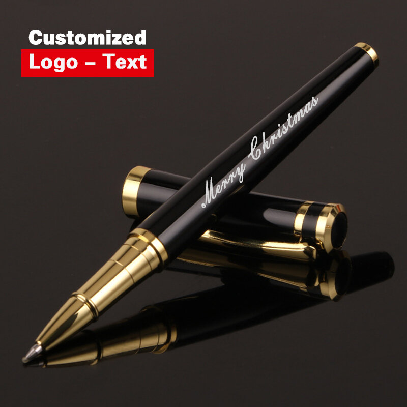 Bolpoin logam mewah klip bolpoin tanda tangan pena bolpoin untuk bisnis menulis alat tulis kantor disesuaikan hadiah nama Logo