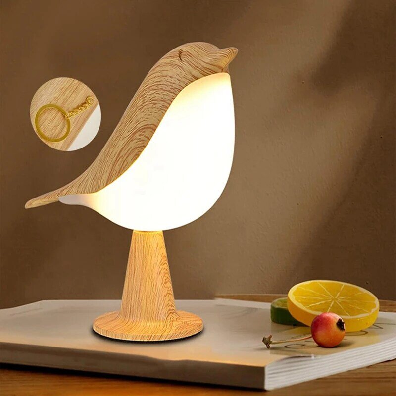 Petite Veilleuse Oiseau Sans Fil, Commande Tactile, Lampe de Lecture pour Table de Chambre à Coucher, Décoration de Maison