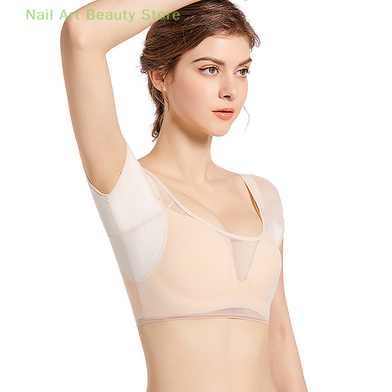 Underarm Sweat Pad Vest Absorbent Deodorant Pad Women T-shirt Shape Sweat Pads Reusable Washable Transparent Mesh Ultrathin