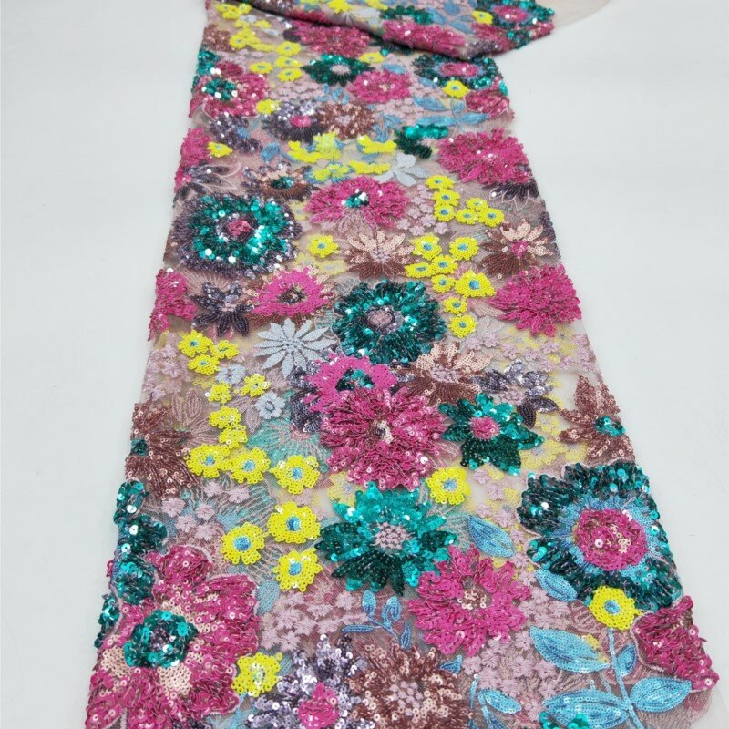 Gaun kostum bentuk tanaman kain bordir manik-manik berwarna gaun bordir berpayet kain wanita