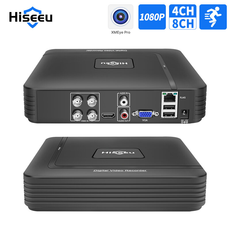 Hiseeu 8CH/4CH nagrywarka dvd AHD CCTV cyfrowa kamera monitorująca wideo System Xmeye DVR Onvif dla 1080P analogowa kamera ochrony