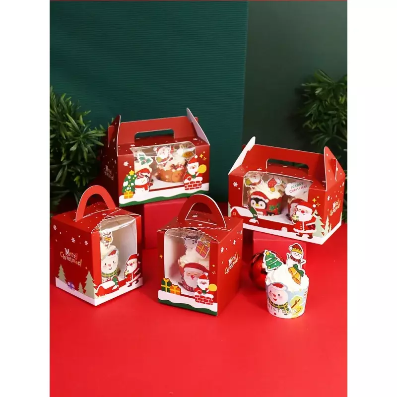 Kotak kemasan Natal kustom kedatangan kue kreatif hadiah kosmetik kalender tas lipat untuk kotak ornamen