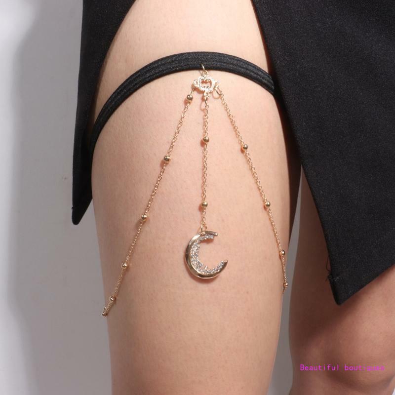 Женская висячая цепочка с кисточками в форме луны и звезды, женская цепочка на ногу в стиле готик-рок, Хэллоуин, Прямая поставка