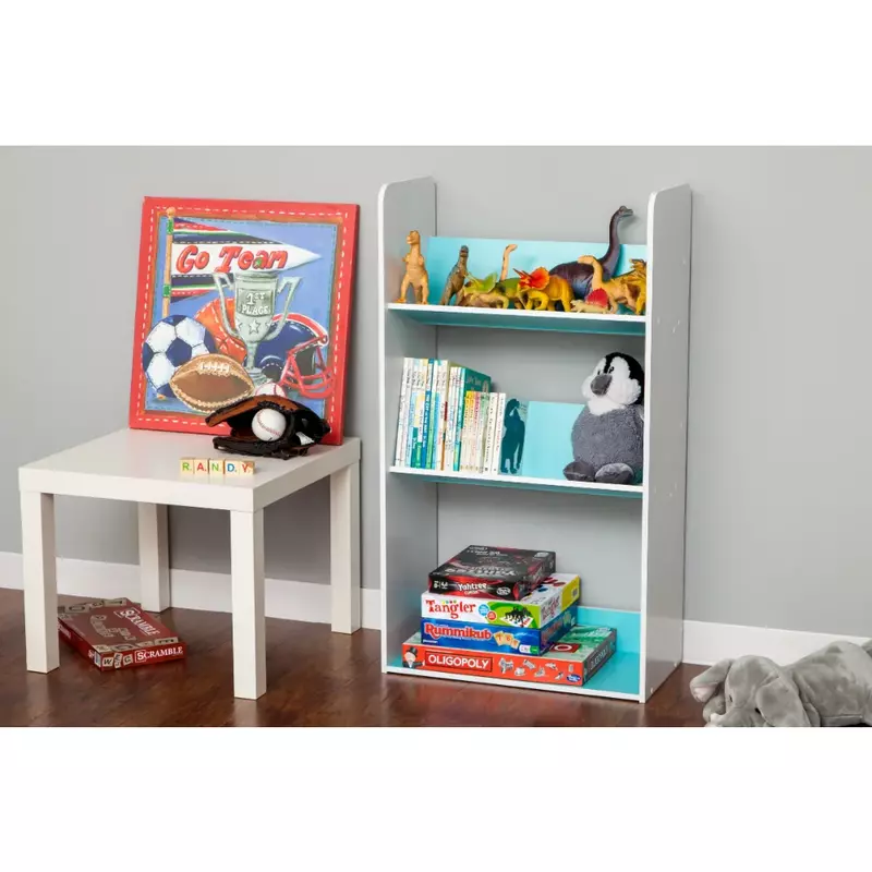 3-уровневый детский Наклонный стеллаж для книг, синий и белый