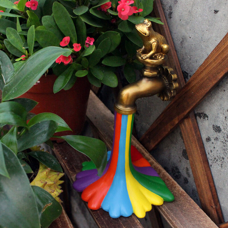 Arcoíris-grifo de gotas de agua, adorno colorido personalizado, artesanías para parques