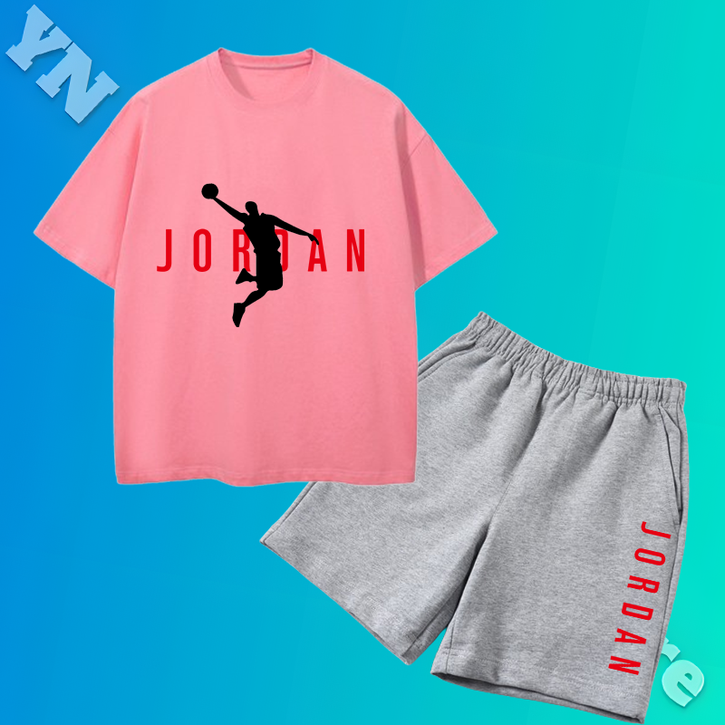 2024 Summer Children's Sports Style O-Neck Cotton T-shirt+Beach Shorts Children's Fashion Loose Set Children Clothing Sets
