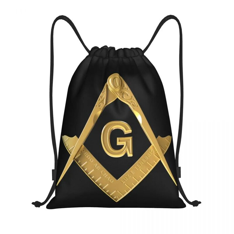 حقائب برباط للرجال والنساء ، حقيبة ظهر ماسونية للتخزين الرياضي والصالة الرياضية ، بشعار ذهبي مخصص