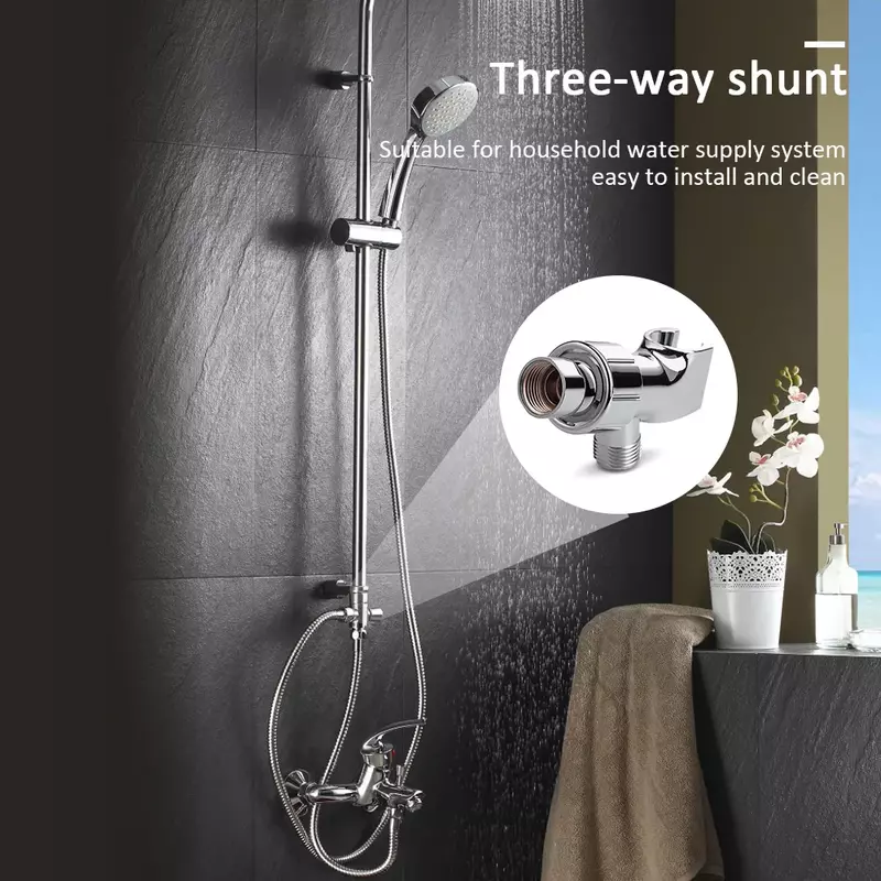 Válvula separadora de desviador de cabezal de ducha de derivación, soporte de rociador de baño, adaptador de soporte, estante giratorio de 360 grados, accesorios de baño