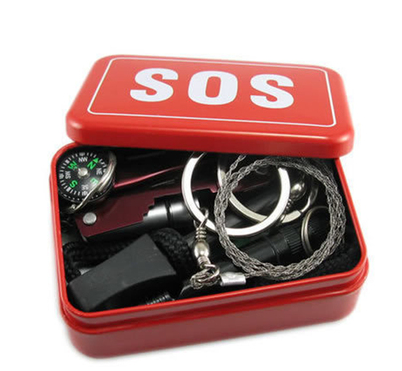 صندوق أدوات البقاء على قيد الحياة في الهواء الطلق ، مجموعة الطوارئ ، مجموعة متعددة الوظائف ، مجهزة بحقل SOS ، الإنقاذ الذاتي