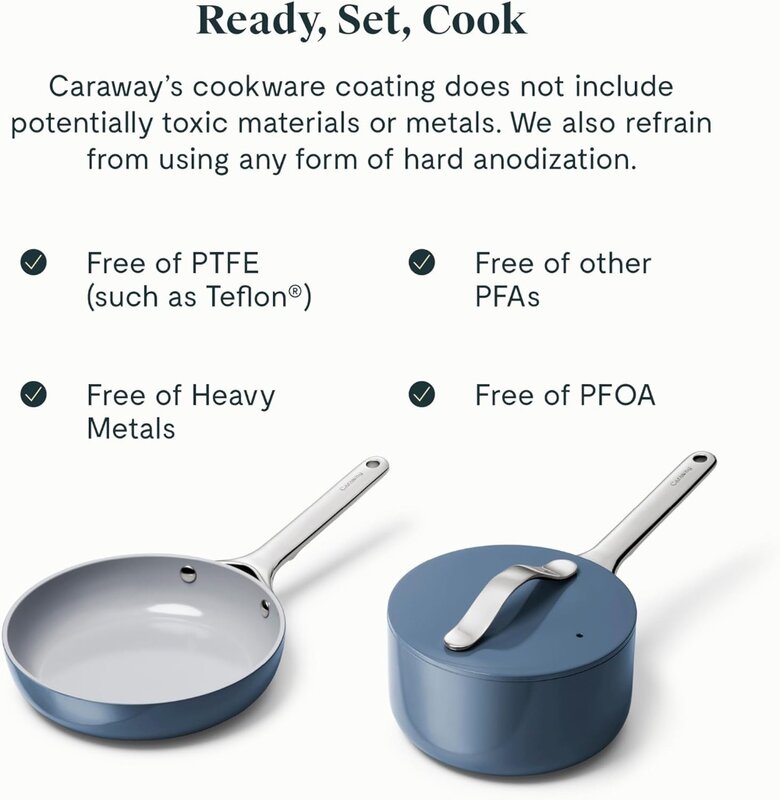 Caraway Mini Duo-Mini sartén antiadherente de cerámica y Mini sartén para salsa, sin PTFE y PFOA, horno seguro y agnóstico para estufa