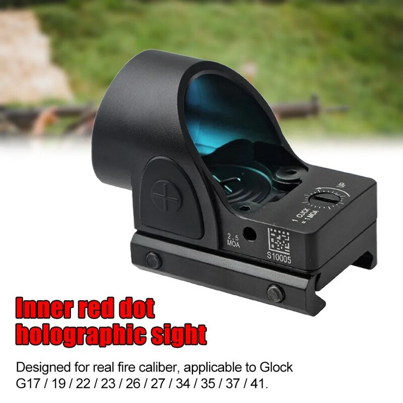 Mira de película roja antivibración de doble base, alta transmisión de luz para Glock G17/19/22/23/26/27/34/35/37/41