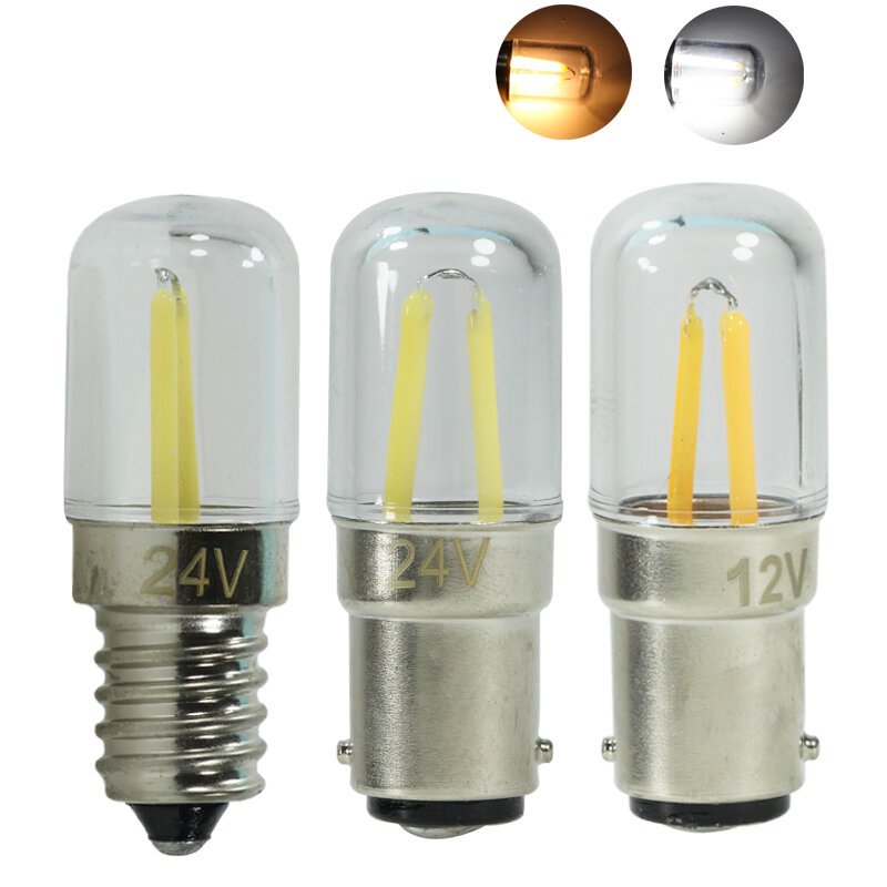 Lâmpada LED incandescente para máquina de costura, luzes do refrigerador, vela holofotes, lâmpada, B15, E14, 12V, 24 V, 110V, 220V, 1.5W, COB