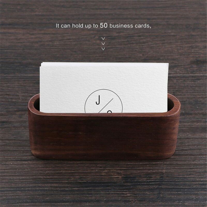 Wooden Business Card Holder Desk Organizer High Quality Memo Pad Card Display Stand Box Office Tabletop Organizer Supplies