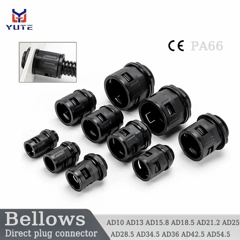 Plastic Corrugated Pipe Joint Plastic Tube Connector Bellows Joint AD10-M12 AD54.5-M50 Cable Gland Nylon Joint 1PCS, 5Pcs, 10Pcs